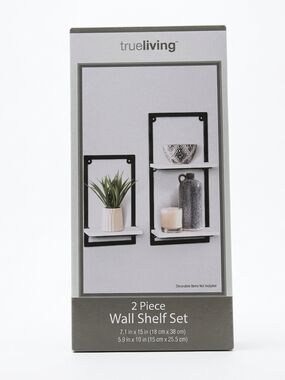 trueliving Black and White 2-Piece Wall Shelf Set